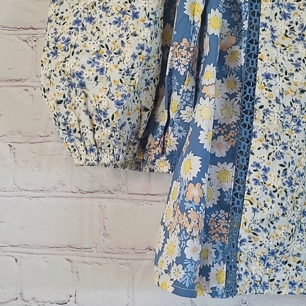 Anthropologie Solitaire Laura Peasant Floral Daisy Cottagecore Top Blouse Sz S - Picture 4 of 16
